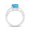 Thumbnail Image 2 of Oval Blue Topaz and Diamond Accent Ring in Sterling Silver