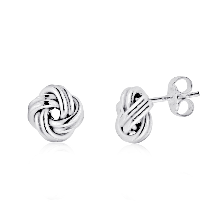 Main Image 1 of Love Knot Stud Earrings in Sterling Silver