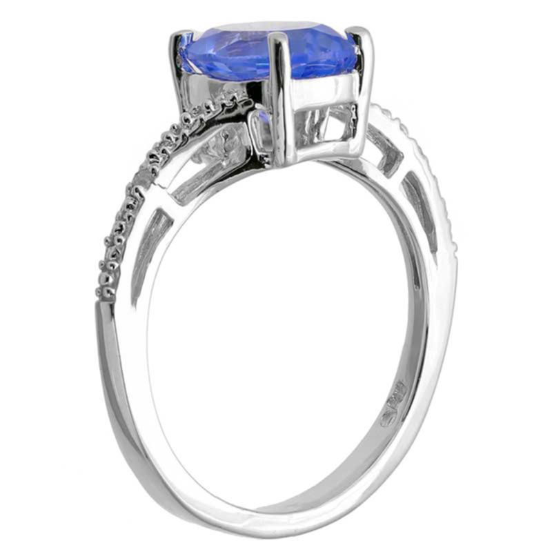 Oval Lab-Created Blue Sapphire and Diamond Accent Ring in