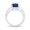 Oval Lab-Created Blue Sapphire and Diamond Accent Ring in Sterling Silver
