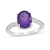 Thumbnail Image 0 of Oval Amethyst and Diamond Accent Ring in Sterling Silver