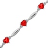 Thumbnail Image 0 of Heart-Shaped Lab-Created Ruby and Diamond Accent Bracelet in Sterling Silver