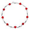 Thumbnail Image 1 of Heart-Shaped Lab-Created Ruby and Diamond Accent Bracelet in Sterling Silver