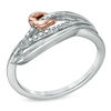Thumbnail Image 1 of Diamond Accent Crossover Ring with Heart in 10K Two-Tone Gold
