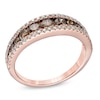 Thumbnail Image 2 of 1 CT. T.W. Champagne and White Diamond Edge Anniversary Band in 14K Rose Gold