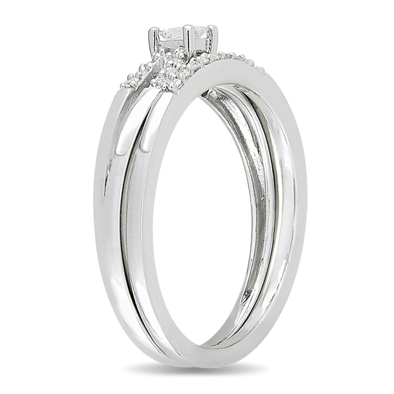 Main Image 2 of 1/5 CT. T.W. Princess-Cut Diamond Bridal Set in Sterling Silver
