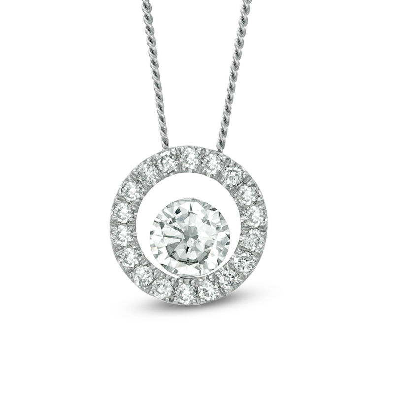 Main Image 1 of 1/4 CT. T.W. Certified Canadian Diamond Circle Pendant in 14K White Gold (I/I2) - 17"