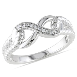 1/20 CT. T.W. Diamond Infinity Rope Ring in Sterling Silver