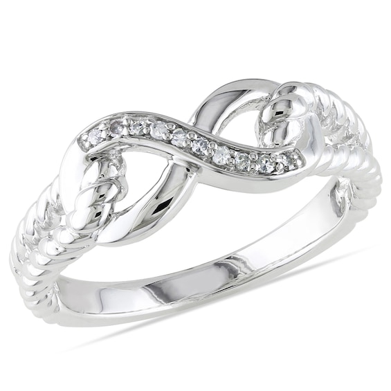 1/20 CT. T.w. Diamond Infinity Rope Ring in Sterling Silver