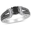 Thumbnail Image 0 of 1 CT. T.W. Enhanced Black and White Diamond Collar Ring in 10K White Gold