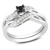 Thumbnail Image 0 of 1/4 CT. T.W. Enhanced Black and White Diamond Sash Bridal Set in Sterling Silver