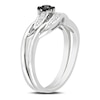 Thumbnail Image 1 of 1/4 CT. T.W. Enhanced Black and White Diamond Sash Bridal Set in Sterling Silver