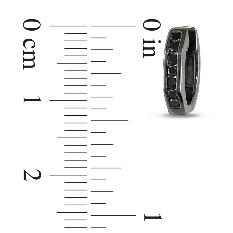 Main Image 2 of 1/4 CT. T.W. Black Diamond Hoop Earrings in Sterling Silver with Black Rhodium