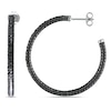 Thumbnail Image 1 of 1/4 CT. T.W. Black Diamond Beaded Hoop Earrings in Sterling Silver