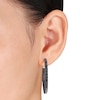 Thumbnail Image 3 of 1/4 CT. T.W. Black Diamond Beaded Hoop Earrings in Sterling Silver