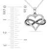 Thumbnail Image 2 of 1/10 CT. T.W. Diamond Sideways Infinity with Heart Pendant in Two-Tone Sterling Silver