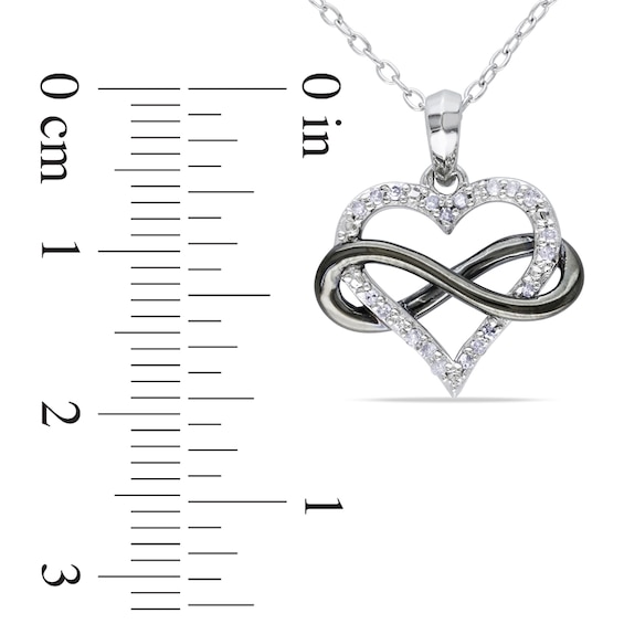1/10 CT. T.w. Diamond Sideways Infinity with Heart Pendant in Two-Tone Sterling Silver