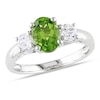 Thumbnail Image 0 of Oval Peridot and Lab-Created White Sapphire Three Stone Ring in Sterling Silver