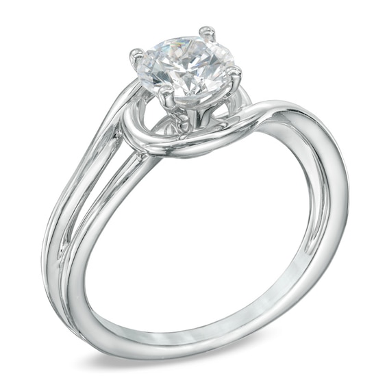 1/2 CT. Diamond Solitaire Swirl Engagement Ring in 14K White Gold