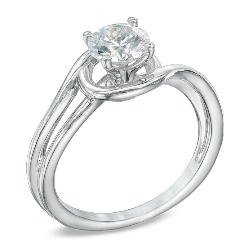 Main Image 2 of 1/2 CT. Diamond Solitaire Swirl Engagement Ring in 14K White Gold