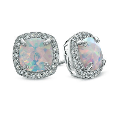 White Opal with Sapphire Earrings  White Teardrop Opal Silver Earrings  October Birthstone  Smooth Opal  925 Sterling Silver