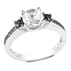 Thumbnail Image 0 of 6.5mm Lab-Created White Sapphire and 1/3 CT. T.W. Black Diamond Ring in Sterling Silver