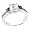Thumbnail Image 1 of 6.5mm Lab-Created White Sapphire and 1/3 CT. T.W. Black Diamond Ring in Sterling Silver