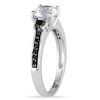 Thumbnail Image 1 of 6.5mm Lab-Created White Sapphire and 1/3 CT. T.W. Black Diamond Ring in Sterling Silver