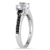 Thumbnail Image 2 of 6.5mm Lab-Created White Sapphire and 1/3 CT. T.W. Black Diamond Ring in Sterling Silver