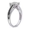 Thumbnail Image 1 of 6.0mm Princess-Cut Lab-Created White Sapphire and 1/8 CT. T.W. Black Diamond Ring in Sterling Silver