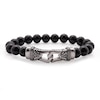 Thumbnail Image 0 of Men's 10.mm Black Agate Bead Stretch Bracelet in Stainless Steel - 8.5"