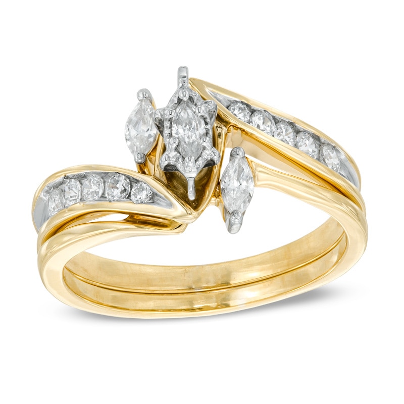 Stunning 3ct Marquise Wedding Ring Set, Wedding Rings