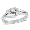 Thumbnail Image 1 of 1/6 CT. T.W. Diamond Three Stone Slant Bridal Set in 10K White Gold