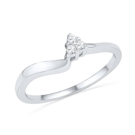 1/6 CT. T.w. Diamond Three Stone Slant Bridal Set in 10K White Gold