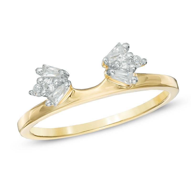 1/4 CT. T.W. Baguette and Round Diamond Solitaire Enhancer in 10K Gold