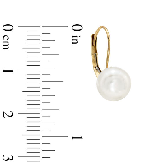 8.0 - 9.0mm Button Cultured Freshwater Pearl Drop Earrings in 14K Gold 8.0 - 9.0mm Button Cultured Freshwater Pearl Drop Earrings in 14K Gold