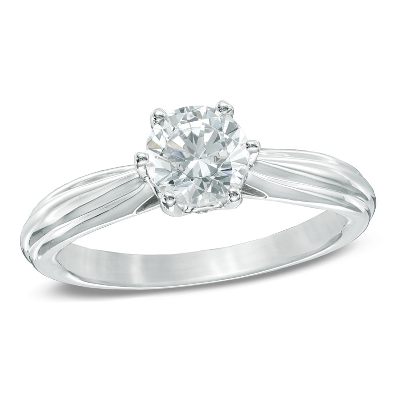 Celebration Ideal 1 CT. T.W. Diamond Engagement Ring in 14K White Gold (J/I1)