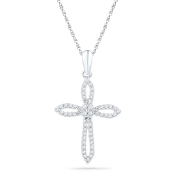 1/6 CT. T.W. Diamond Cross Pendant in Sterling Silver