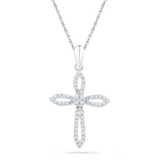 1/6 CT. T.w. Diamond Cross Pendant in Sterling Silver