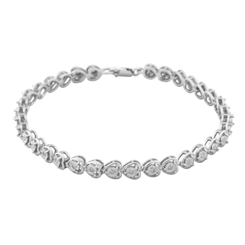 1/6 CT. T.W. Diamond Heart Line Bracelet in Sterling Silver - 7.25 ...