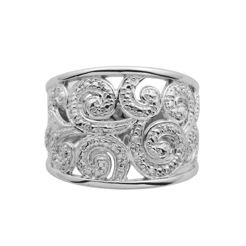 Main Image 2 of Diamond Accent Thick Scroll Band in Sterling Silver