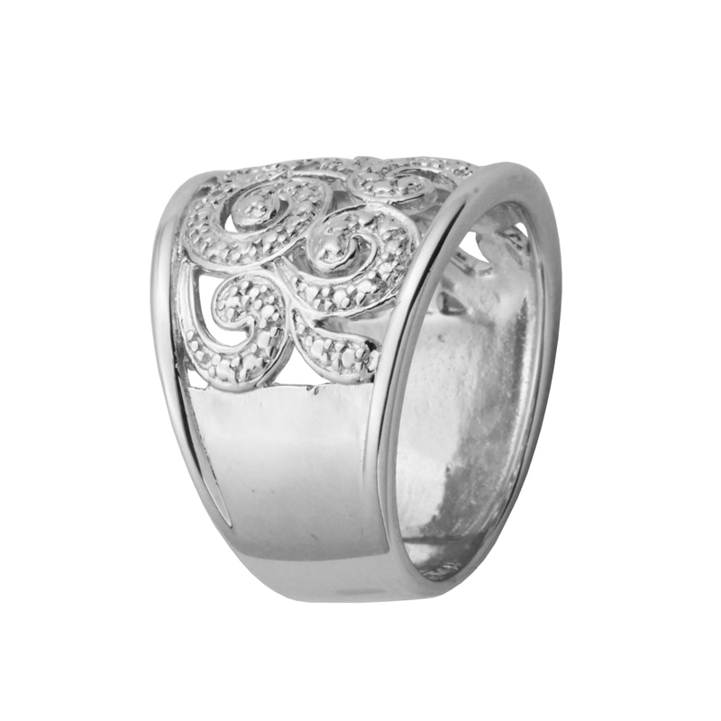 Main Image 3 of Diamond Accent Thick Scroll Band in Sterling Silver