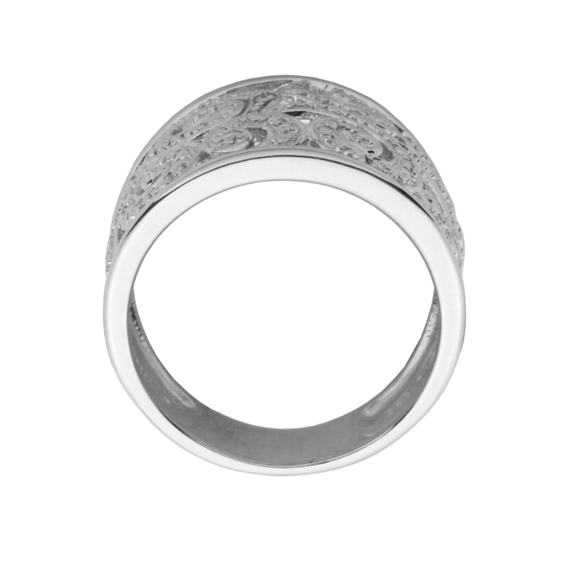 Diamond Accent Thick Scroll Band in Sterling Silver
