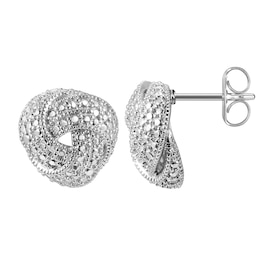 Diamond Accent Vintage-Style Love Knot Stud Earrings in Sterling Silver
