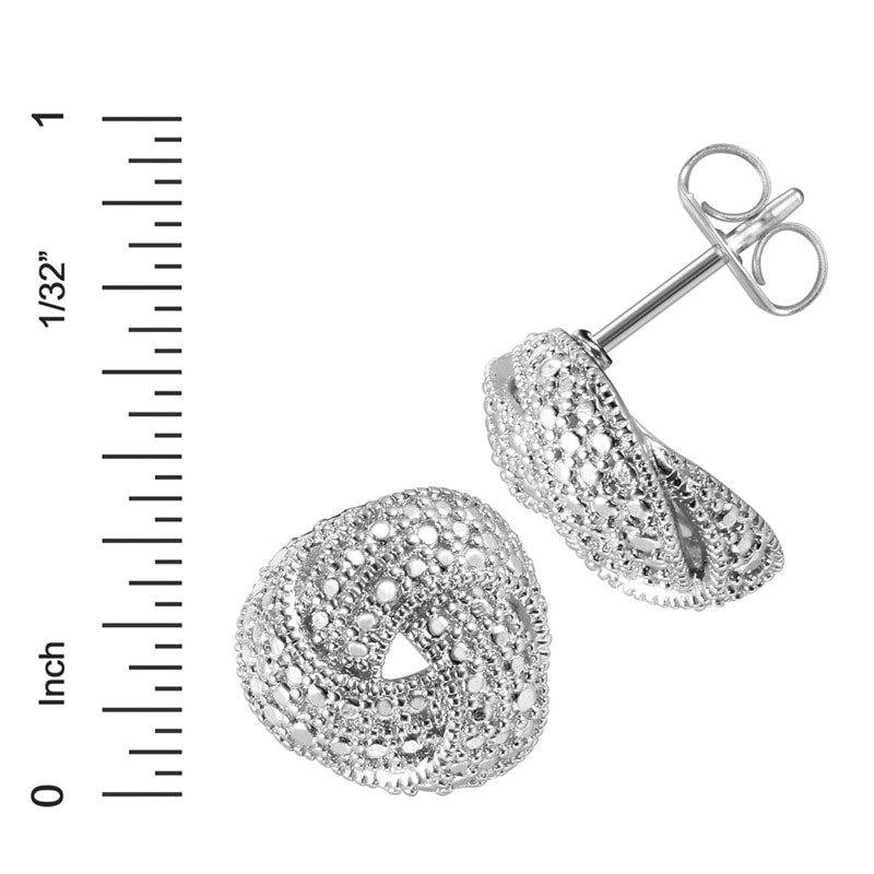 Diamond Accent Vintage-Style Love Knot Stud Earrings in Sterling Silver