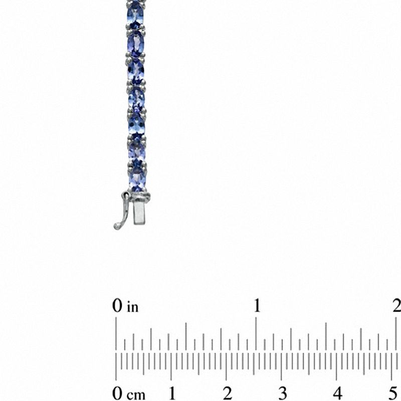 Main Image 3 of Oval Tanzanite Tennis Bracelet in Sterling Silver - 7.25
