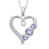 Thumbnail Image 0 of Tanzanite and Diamond Accent Swirl Heart Pendant in Sterling Silver