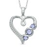 Tanzanite and Diamond Accent Swirl Heart Pendant in Sterling Silver