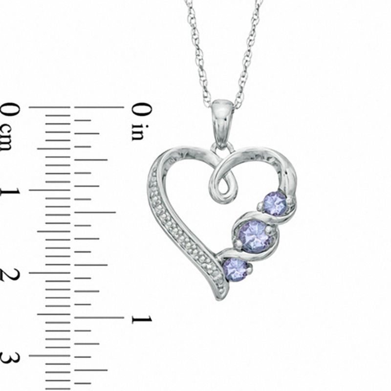 Main Image 2 of Tanzanite and Diamond Accent Swirl Heart Pendant in Sterling Silver