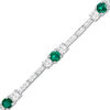 Thumbnail Image 0 of Lab-Created Emerald and White Topaz Bracelet in Sterling Silver - 7.25"